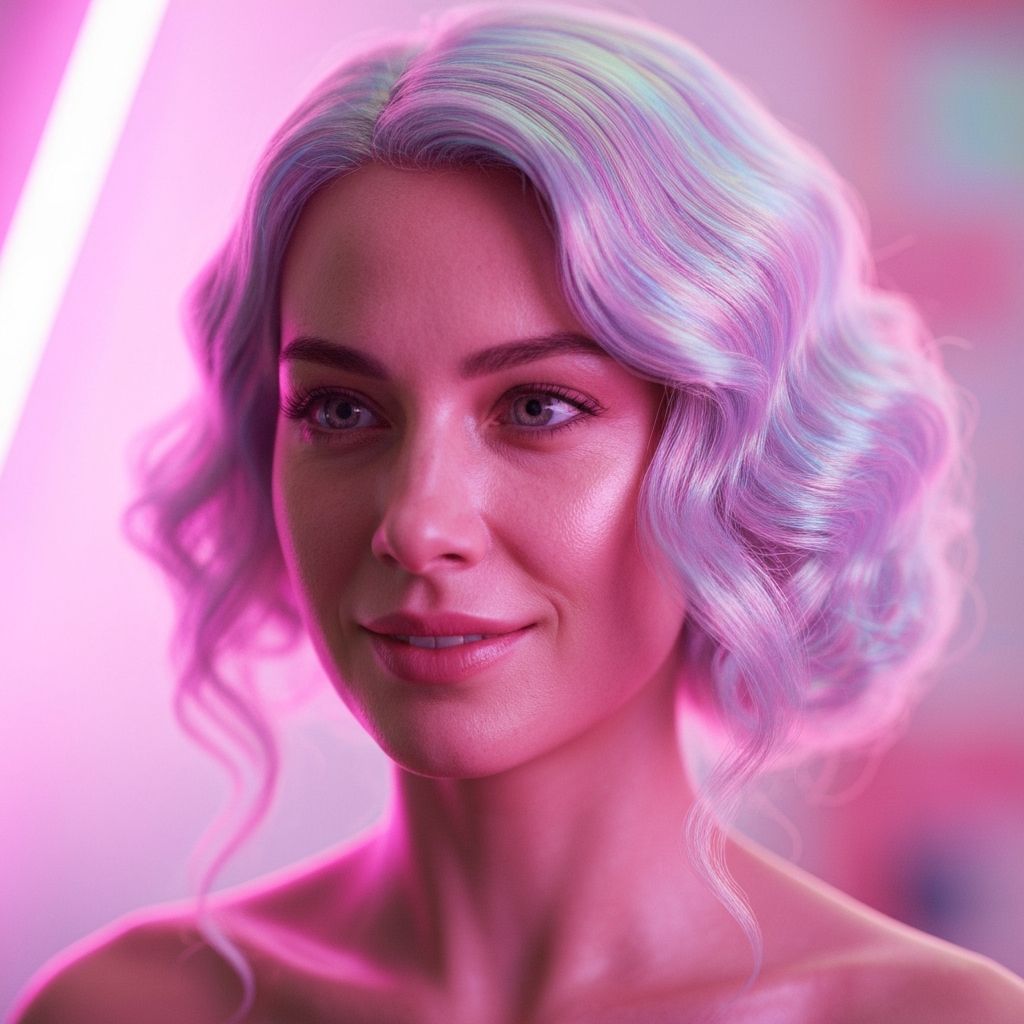 iridescent hologram hair portrait